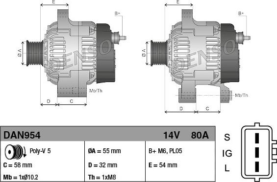 Denso DAN954 - Alternatore autozon.pro