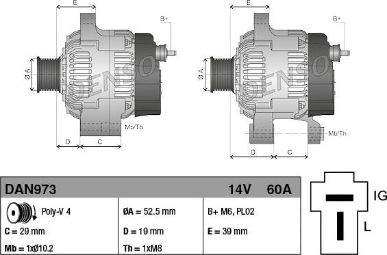 Denso DAN973 - Alternatore autozon.pro