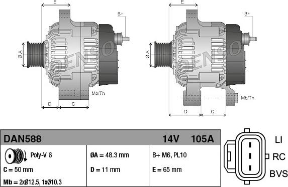 Denso DAN588 - Alternatore autozon.pro