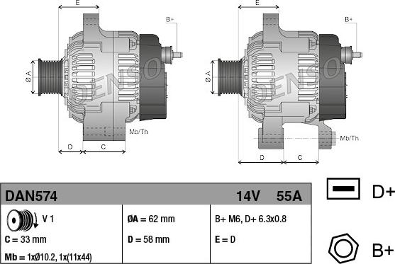 Denso DAN574 - Alternatore autozon.pro