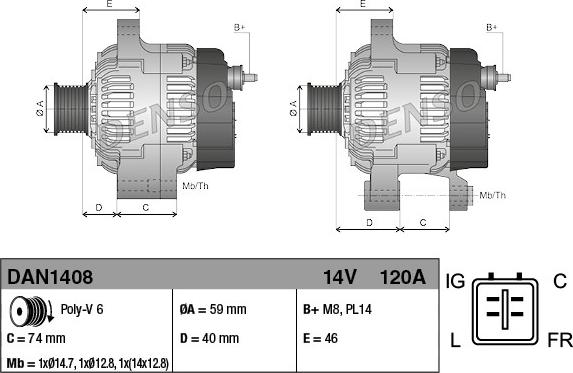 Denso DAN1408 - Alternatore autozon.pro