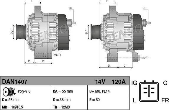 Denso DAN1407 - Alternatore autozon.pro