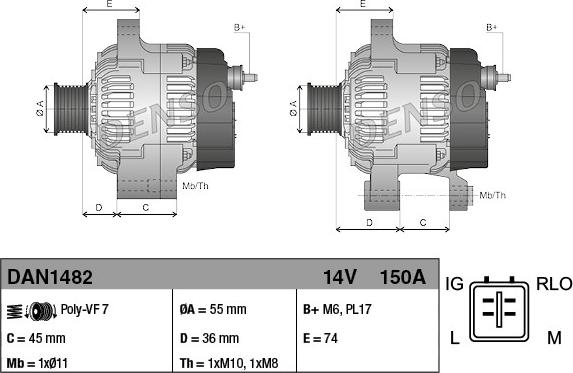 Denso DAN1482 - Alternatore autozon.pro