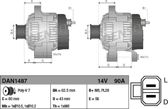 Denso DAN1487 - Alternatore autozon.pro