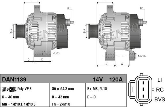 Denso DAN1139 - Alternatore autozon.pro