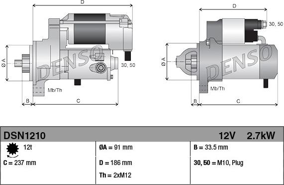 Denso DSN1210 - Motorino d'avviamento autozon.pro