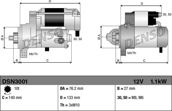 Denso DSN3001 - Motorino d'avviamento autozon.pro