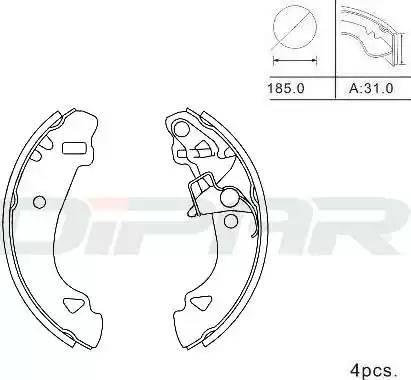 Ditas DPB1004 - Kit ganasce freno autozon.pro