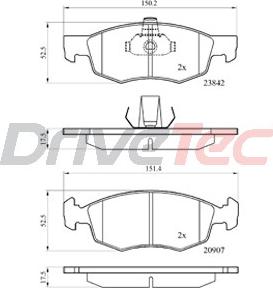 DriveTec DPAD1796 - Kit pastiglie freno, Freno a disco autozon.pro