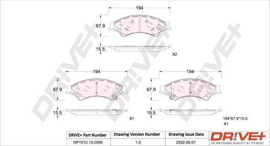 Dr!ve+ DP1010.10.0095 - Kit pastiglie freno, Freno a disco autozon.pro