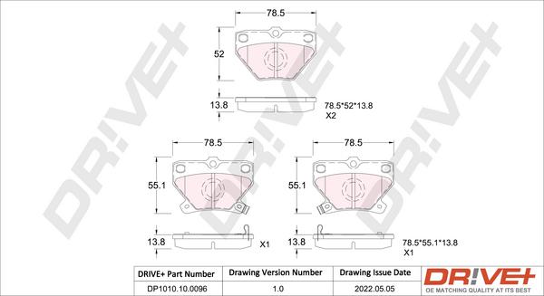 Dr!ve+ DP1010.10.0096 - Kit pastiglie freno, Freno a disco autozon.pro