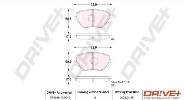 Dr!ve+ DP1010.10.0049 - Kit pastiglie freno, Freno a disco autozon.pro