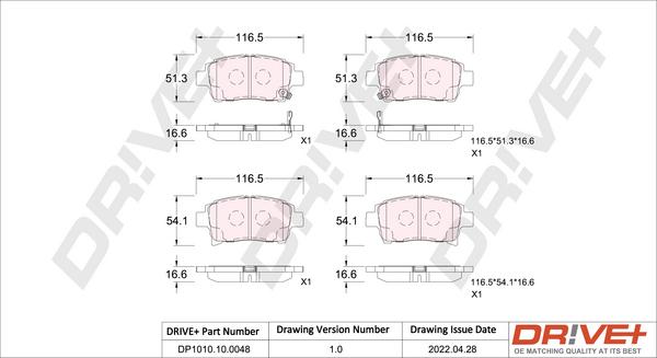 Dr!ve+ DP1010.10.0048 - Kit pastiglie freno, Freno a disco autozon.pro