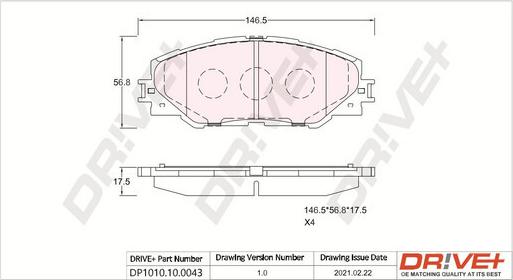 Dr!ve+ DP1010.10.0043 - Kit pastiglie freno, Freno a disco autozon.pro