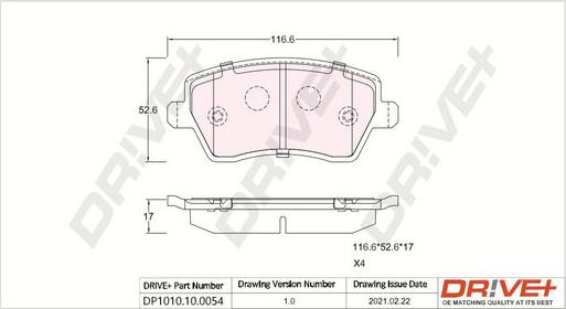 Dr!ve+ DP1010.10.0054 - Kit pastiglie freno, Freno a disco autozon.pro