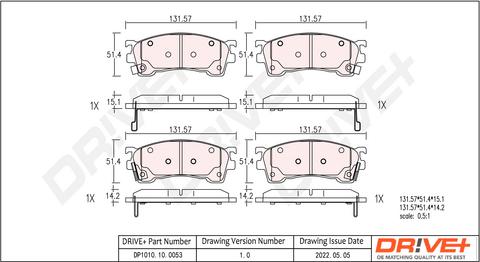 Dr!ve+ DP1010.10.0053 - Kit pastiglie freno, Freno a disco autozon.pro