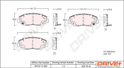 Dr!ve+ DP1010.10.0052 - Kit pastiglie freno, Freno a disco autozon.pro