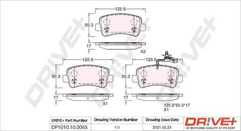 Dr!ve+ DP1010.10.0065 - Kit pastiglie freno, Freno a disco autozon.pro