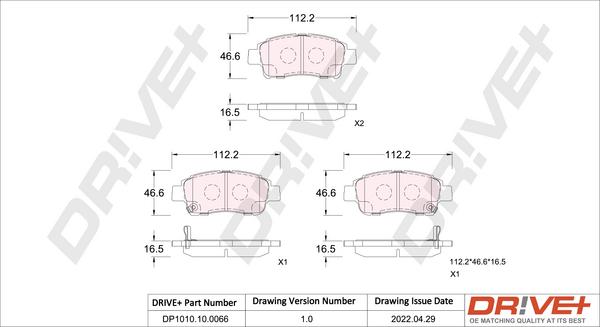 Dr!ve+ DP1010.10.0066 - Kit pastiglie freno, Freno a disco autozon.pro