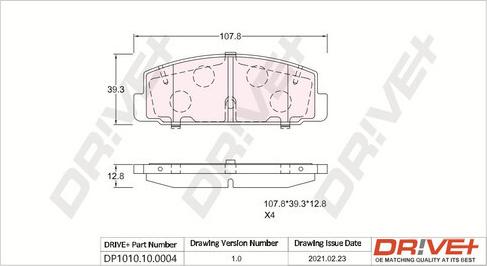 Dr!ve+ DP1010.10.0004 - Kit pastiglie freno, Freno a disco autozon.pro