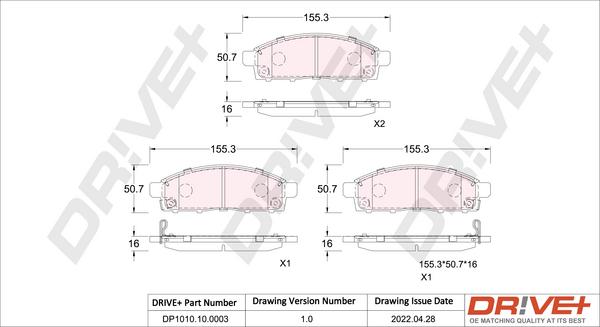 Dr!ve+ DP1010.10.0003 - Kit pastiglie freno, Freno a disco autozon.pro