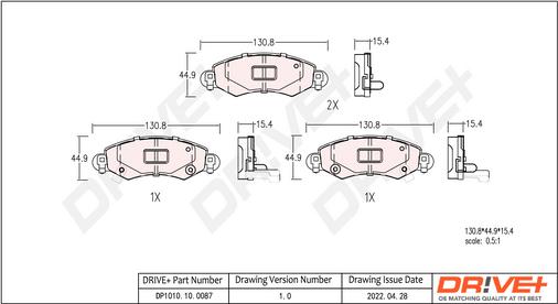 Dr!ve+ DP1010.10.0087 - Kit pastiglie freno, Freno a disco autozon.pro