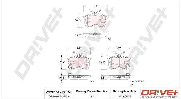 Dr!ve+ DP1010.10.0030 - Kit pastiglie freno, Freno a disco autozon.pro