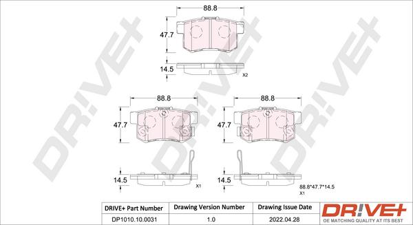 Dr!ve+ DP1010.10.0031 - Kit pastiglie freno, Freno a disco autozon.pro