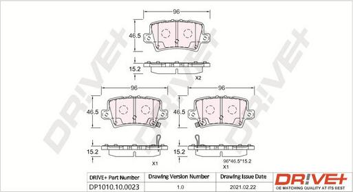 Dr!ve+ DP1010.10.0023 - Kit pastiglie freno, Freno a disco autozon.pro