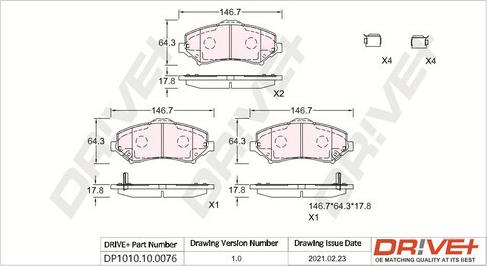 Dr!ve+ DP1010.10.0076 - Kit pastiglie freno, Freno a disco autozon.pro