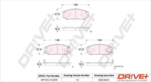 Dr!ve+ DP1010.10.0070 - Kit pastiglie freno, Freno a disco autozon.pro