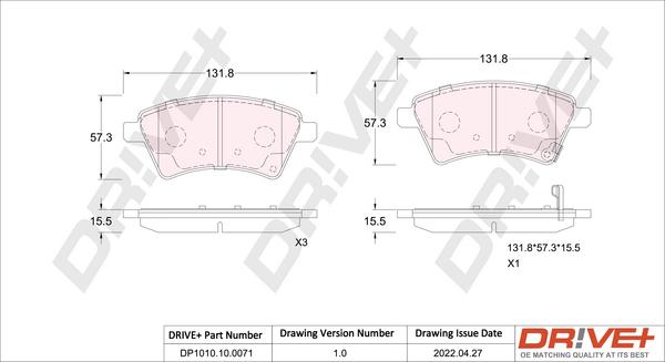 Dr!ve+ DP1010.10.0071 - Kit pastiglie freno, Freno a disco autozon.pro