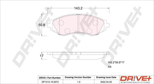 Dr!ve+ DP1010.10.0072 - Kit pastiglie freno, Freno a disco autozon.pro