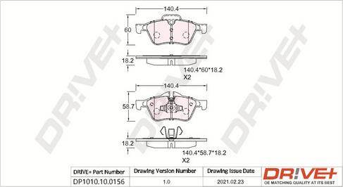 Dr!ve+ DP1010.10.0156 - Kit pastiglie freno, Freno a disco autozon.pro