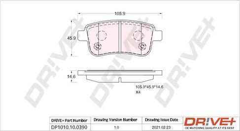 Dr!ve+ DP1010.10.0390 - Kit pastiglie freno, Freno a disco autozon.pro