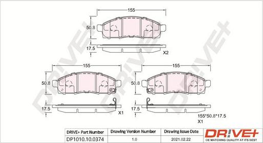 Dr!ve+ DP1010.10.0374 - Kit pastiglie freno, Freno a disco autozon.pro