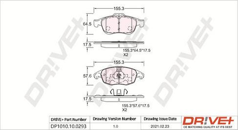 Dr!ve+ DP1010.10.0293 - Kit pastiglie freno, Freno a disco autozon.pro