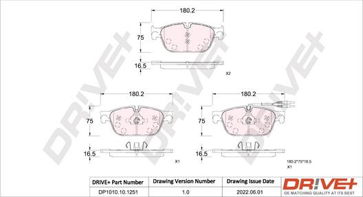 Dr!ve+ DP1010.10.1251 - Kit pastiglie freno, Freno a disco autozon.pro