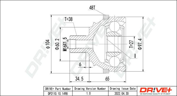 Dr!ve+ DP2110.10.1498 - Kit giunti, Semiasse autozon.pro