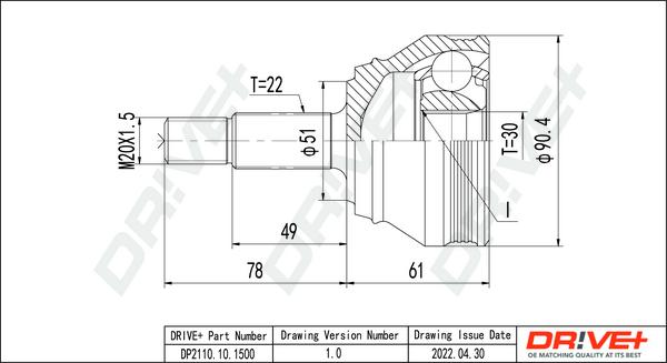 Dr!ve+ DP2110.10.1500 - Kit giunti, Semiasse autozon.pro