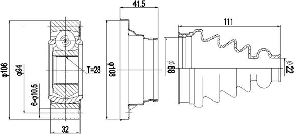 Dynamatrix DCV648002 - Kit giunti, Semiasse autozon.pro