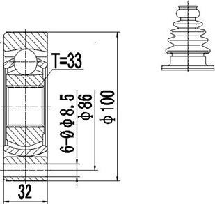 Dynamatrix DCV661003 - Kit giunti, Semiasse autozon.pro