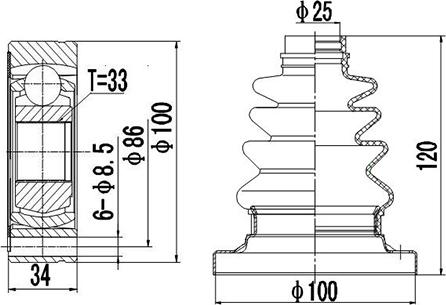 Dynamatrix DCV603006 - Kit giunti, Semiasse autozon.pro