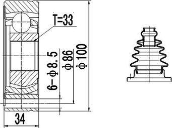 Dynamatrix DCV603011 - Kit giunti, Semiasse autozon.pro