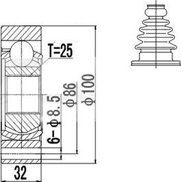 Dynamatrix DCV618001 - Kit giunti, Semiasse autozon.pro