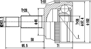 Dynamatrix DCV844026 - Kit giunti, Semiasse autozon.pro