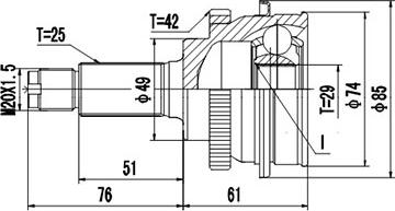 Dynamatrix DCV857041 - Kit giunti, Semiasse autozon.pro