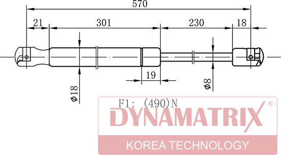 Dynamatrix DGS9668DO - Ammortizatore pneumatico, Cofano bagagli / vano carico autozon.pro