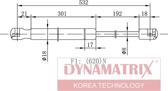 Dynamatrix DGS018613 - Ammortizatore pneumatico, Cofano bagagli / vano carico autozon.pro