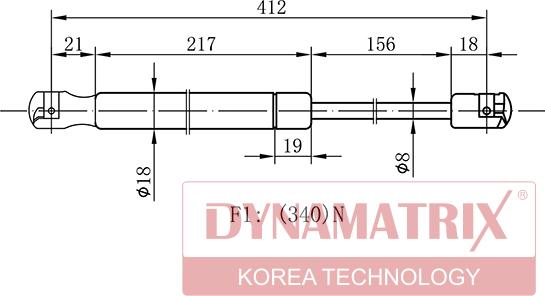 Dynamatrix DGS0818MM - Ammortizatore pneumatico, Cofano bagagli / vano carico autozon.pro